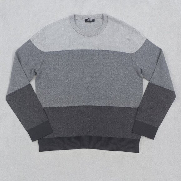 Banana Republic Silk Cashmere Gray Colorblock Sweater Large - Picture 1 of 7